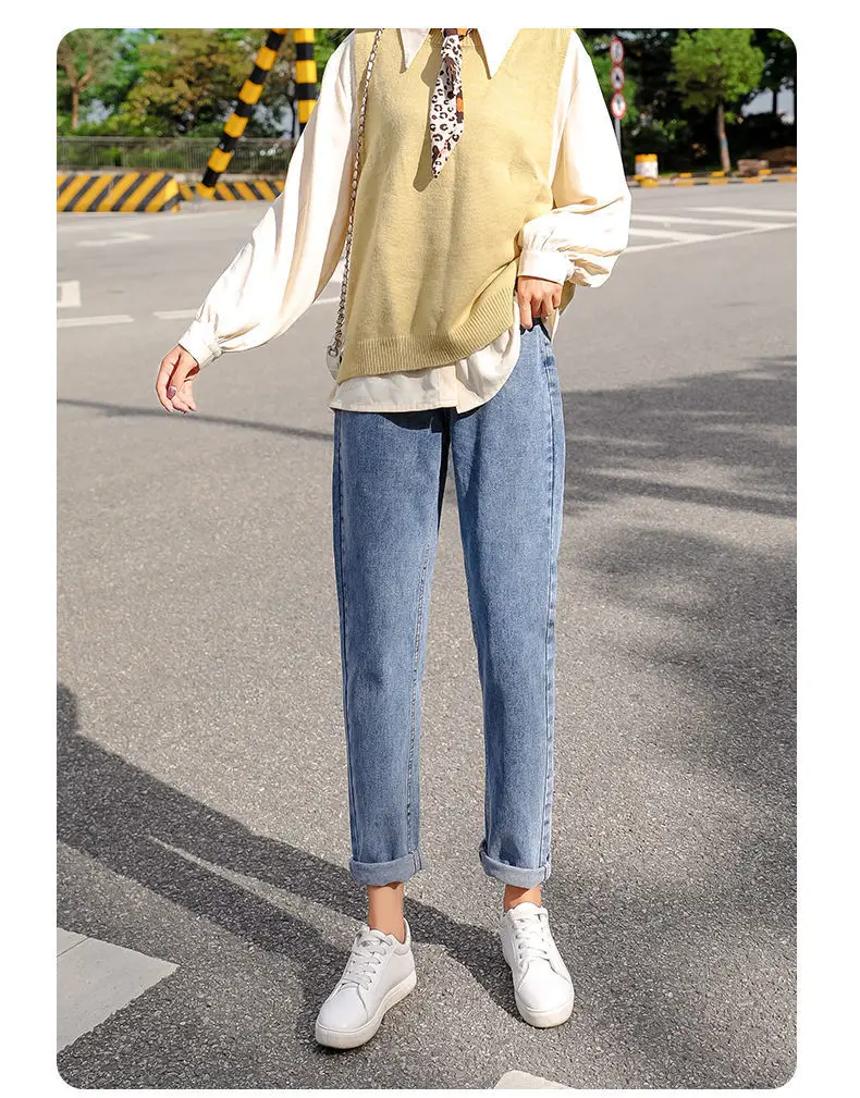 Women's Straight Leg Jeans Loose Autumn Winter Slimming Cropped Harem Pants — feature 11