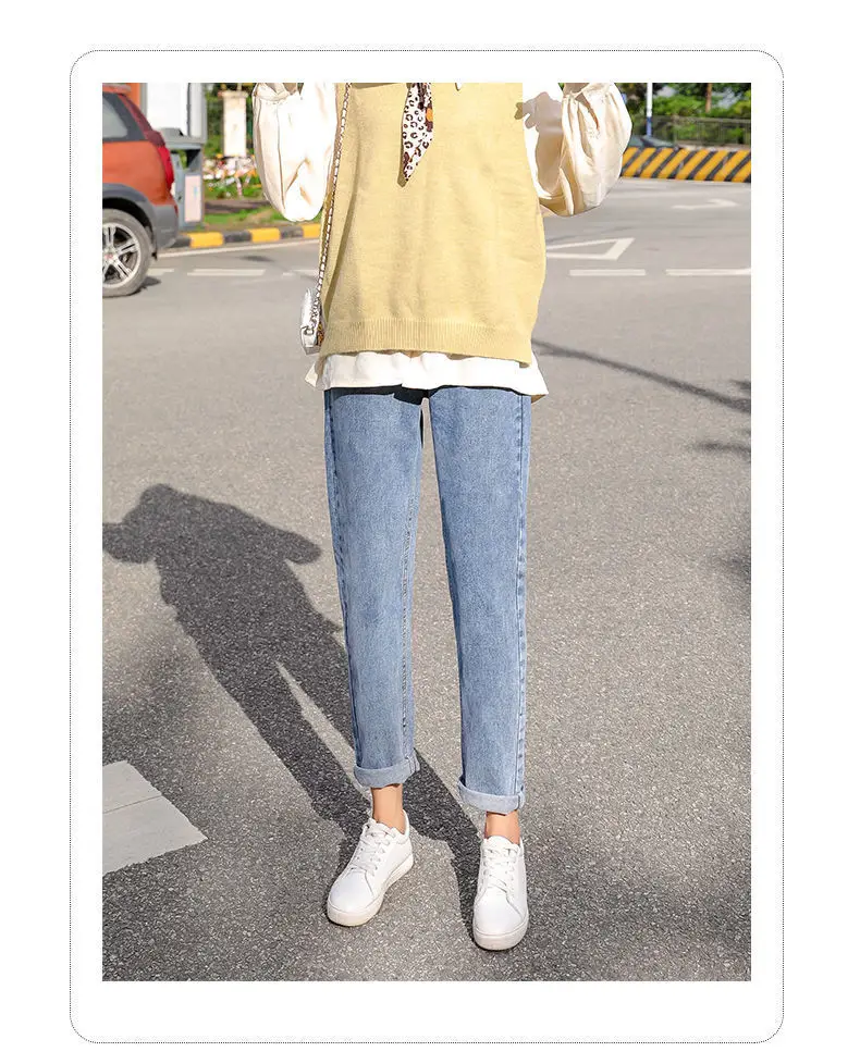 Women's Straight Leg Jeans Loose Autumn Winter Slimming Cropped Harem Pants — feature 8
