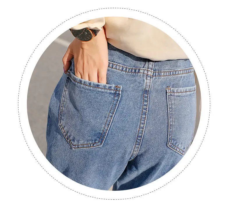 Women's Straight Leg Jeans Loose Autumn Winter Slimming Cropped Harem Pants — feature 9