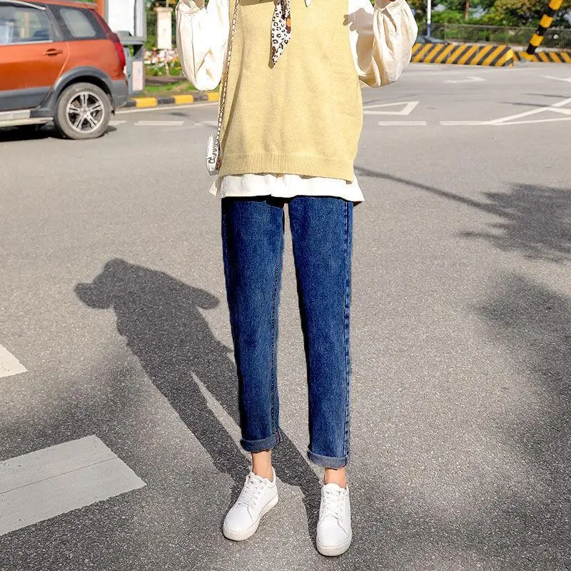 Women's Straight Leg Jeans Loose Autumn Winter Slimming Cropped Harem Pants - Image 2