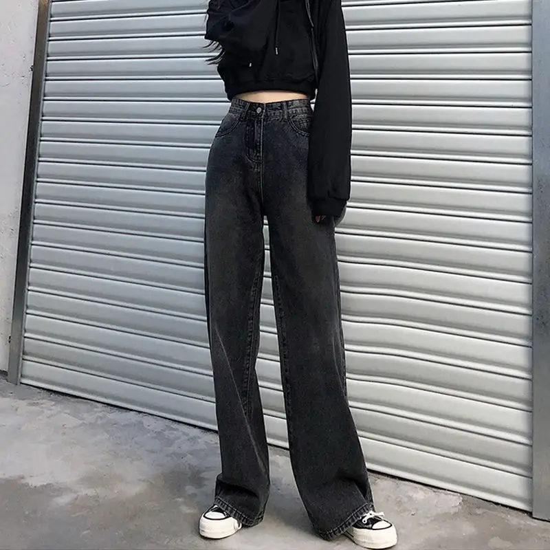 885 Gray Jeans 2022 New Korean Style Wide-leg Pants - Image 6