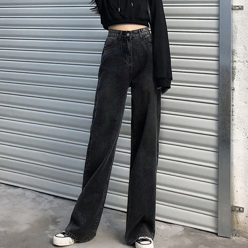 885 Gray Jeans 2022 New Korean Style Wide-leg Pants - Image 7