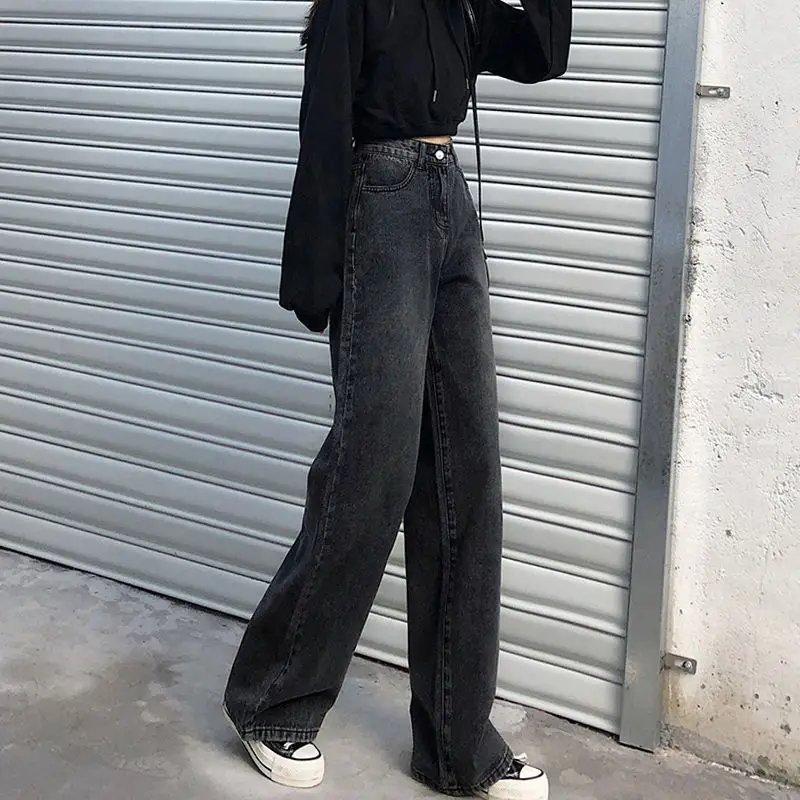 885 Gray Jeans 2022 New Korean Style Wide-leg Pants - Image 8