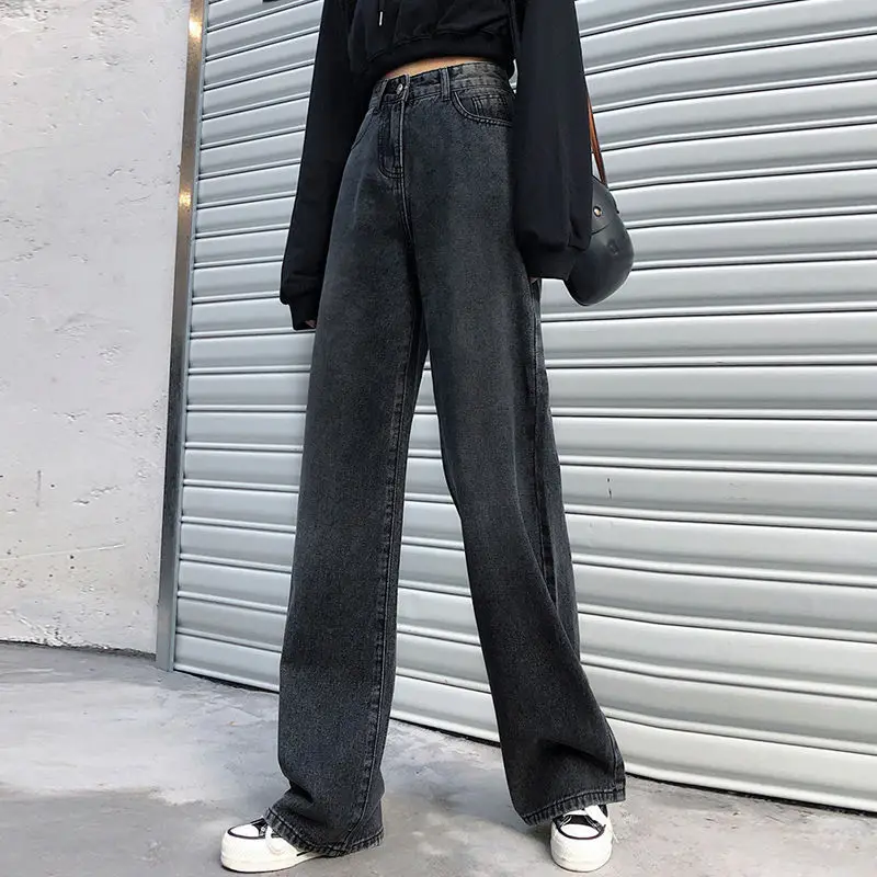 885 Gray Jeans 2022 New Korean Style Wide-leg Pants - Image 9
