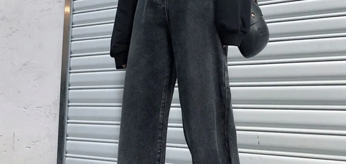 885 Gray Jeans 2022 New Korean Style Wide-leg Pants — feature 11