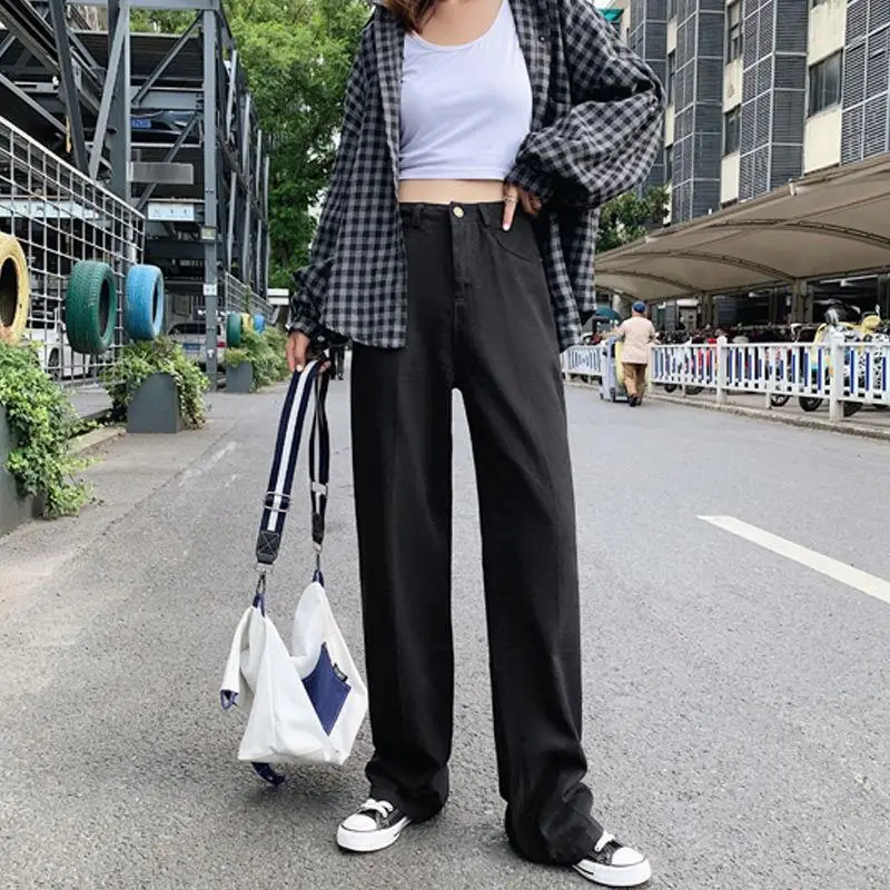 885 Gray Jeans 2022 New Korean Style Wide-leg Pants - Image 2