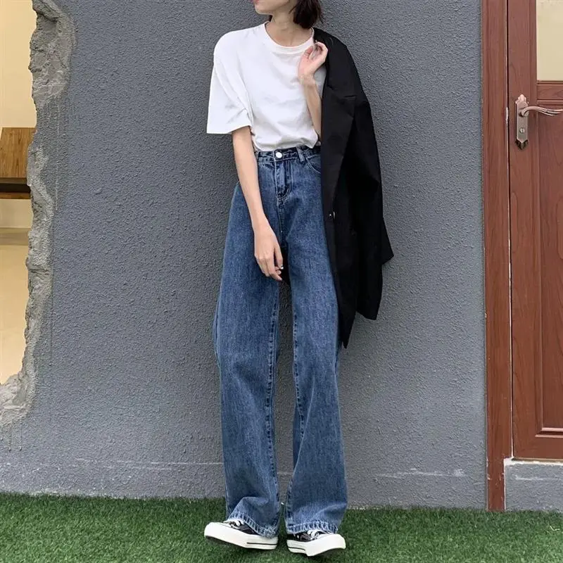 885 Gray Jeans 2022 New Korean Style Wide-leg Pants - Image 4