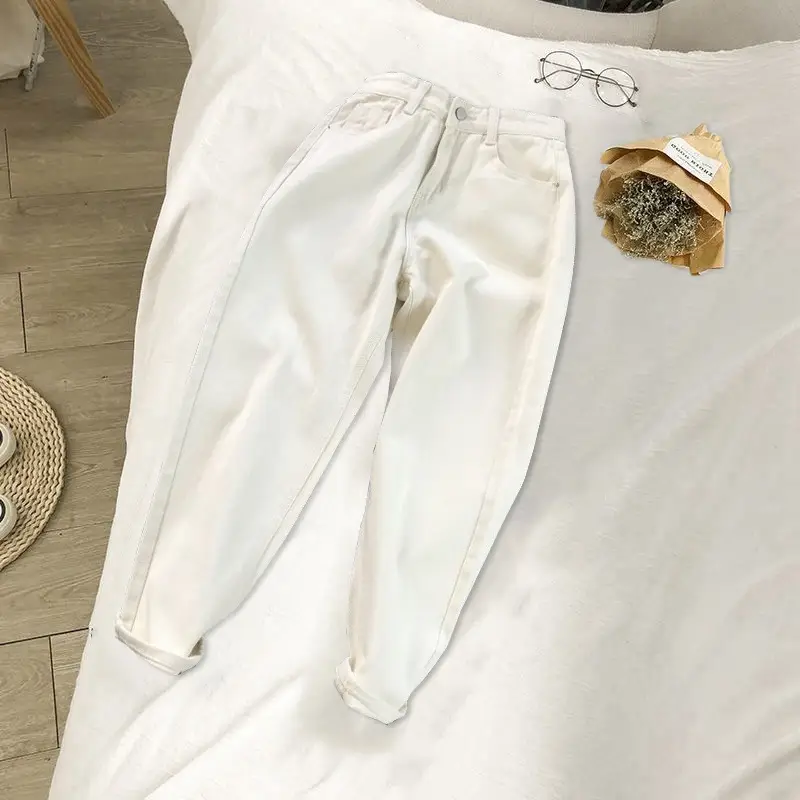 Women High Waist Denim Straight Leg Jeans Blue - Image 6