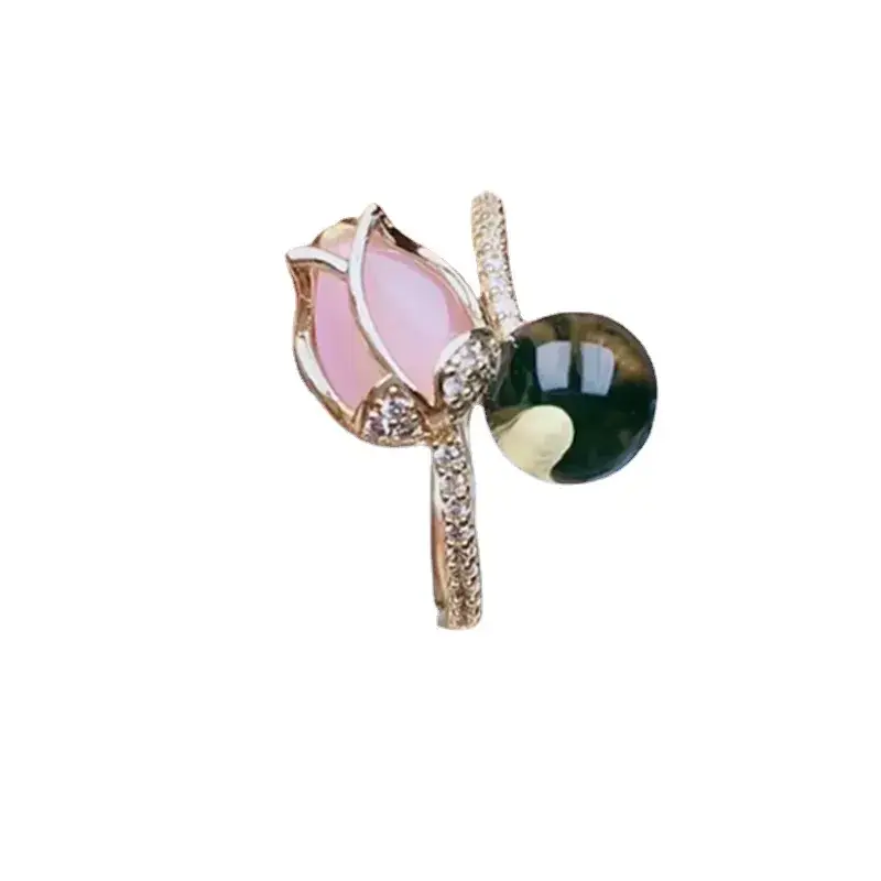 Fidelity Amber Loose Ring Water Purified Blue Po Ring S925 Silver Tulip Ring Gift for Girlfriend - Image 6