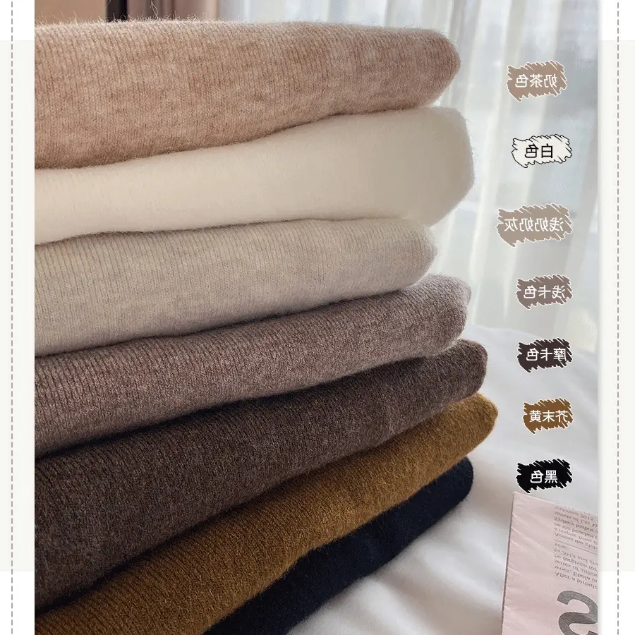 Women Wool Knit Shirt Grey Long Sleeve Winter - Image 14