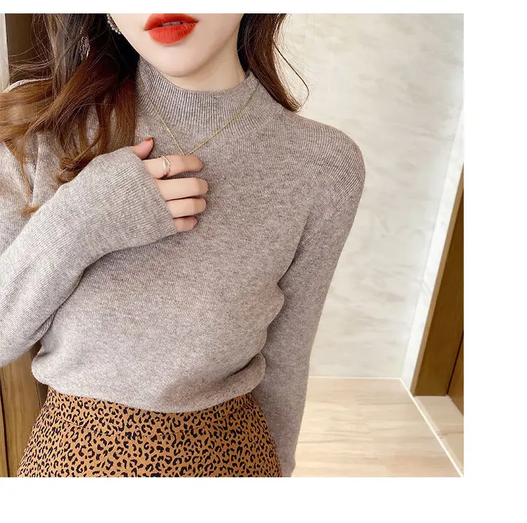 Women Wool Knit Shirt Grey Long Sleeve Winter — feature 10