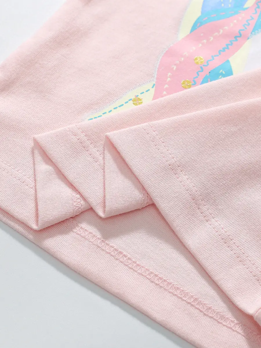 Little Unicorn Girls T-Shirt Pink Cotton Summer - Image 5