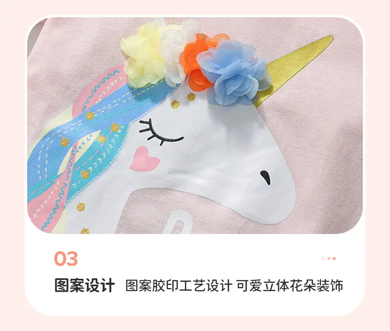 Little Unicorn Girls T-Shirt Pink Cotton Summer — feature 10