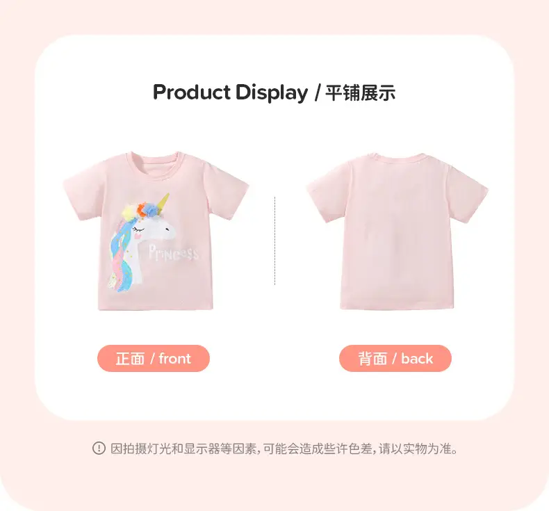 Little Unicorn Girls T-Shirt Pink Cotton Summer — feature 12