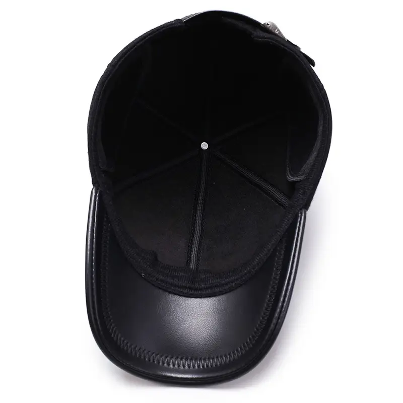 Men's Black Wool Baseball Cap with Ear Protection - Image 5