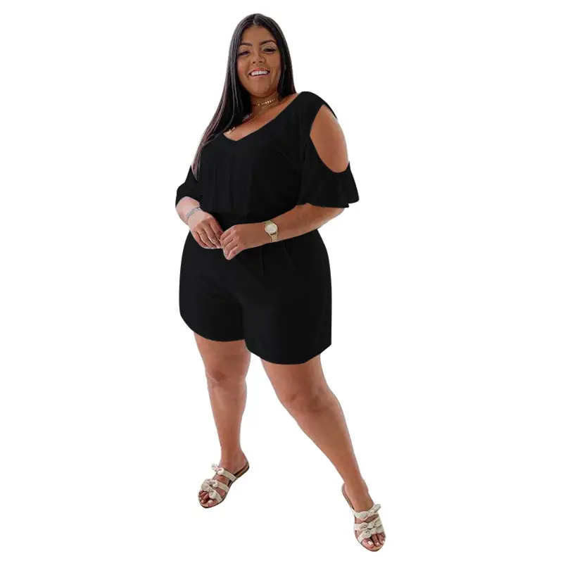 2021 Plus Size Green Cold Shoulder Jumpsuit - Image 2