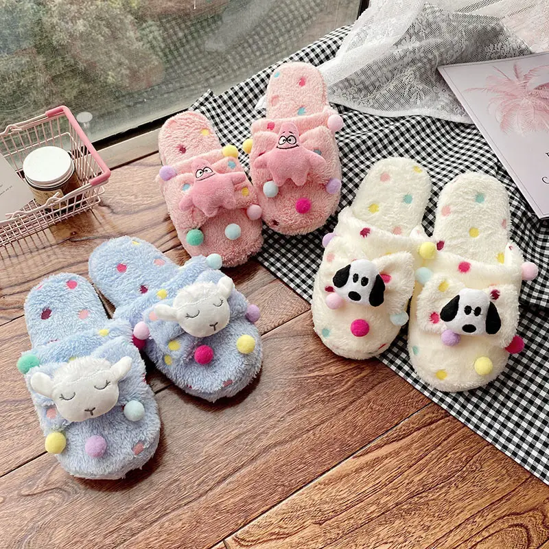 Cute Cartoon Korean Doll Plush Slippers Women Autumn Winter - Image 9