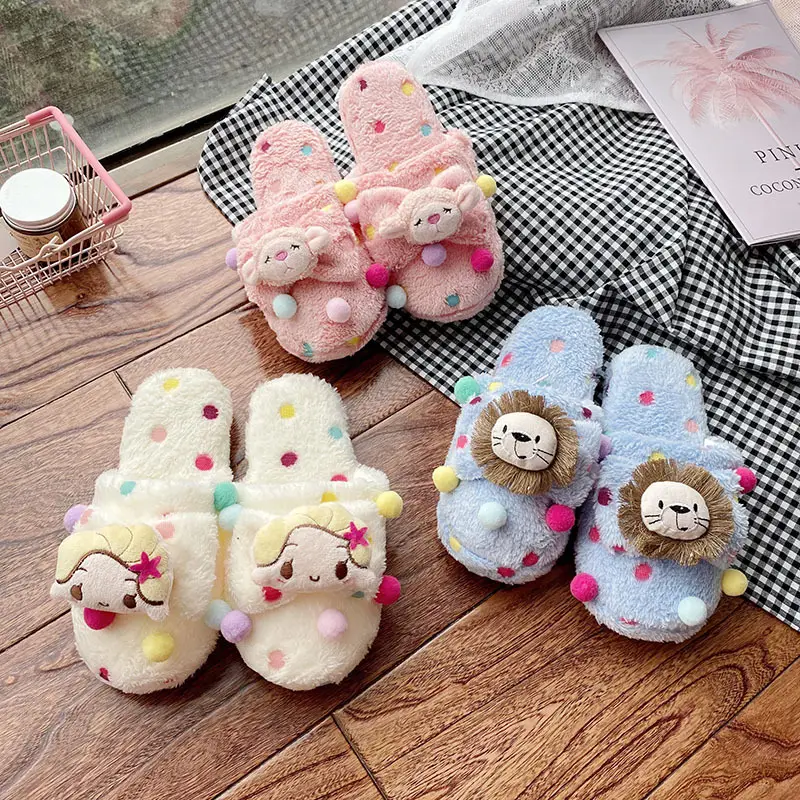 Cute Cartoon Korean Doll Plush Slippers Women Autumn Winter - Image 10