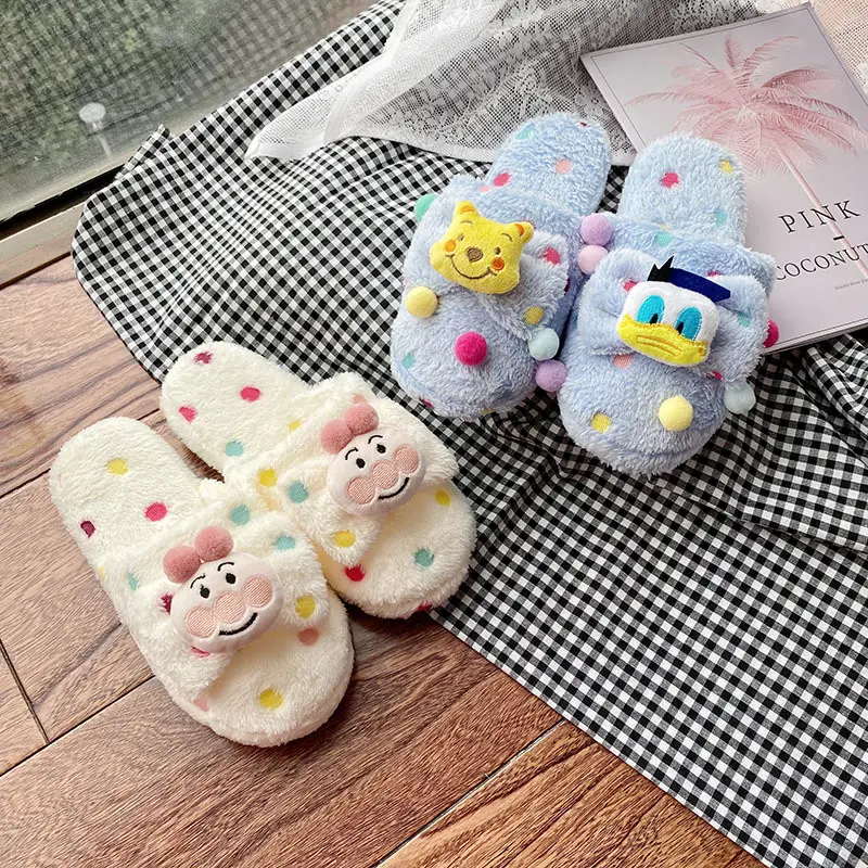 Cute Cartoon Korean Doll Plush Slippers Women Autumn Winter - Image 11