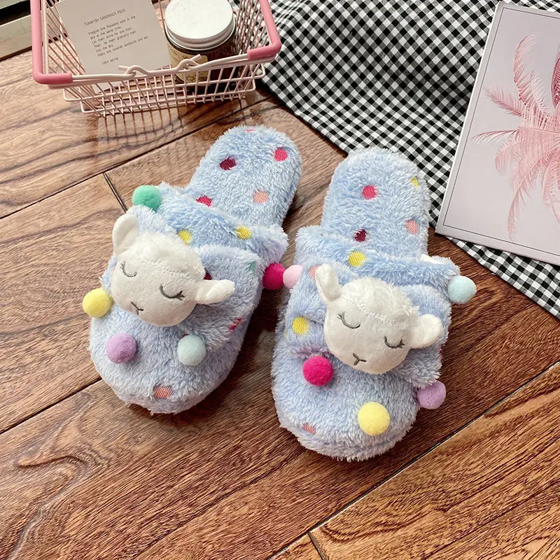 Cute Cartoon Korean Doll Plush Slippers Women Autumn Winter - Image 3