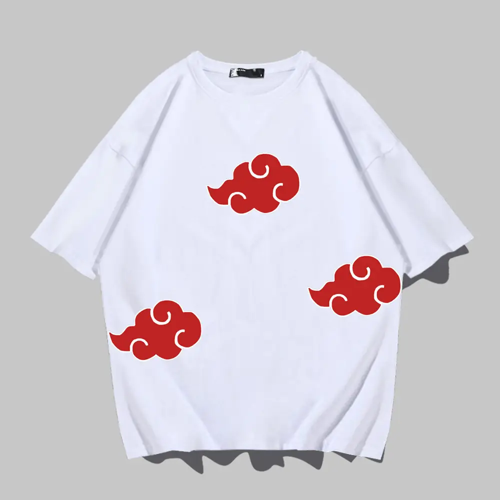 Men Women Summer Loose Cotton T-Shirt Yellow Red Clouds - Image 2