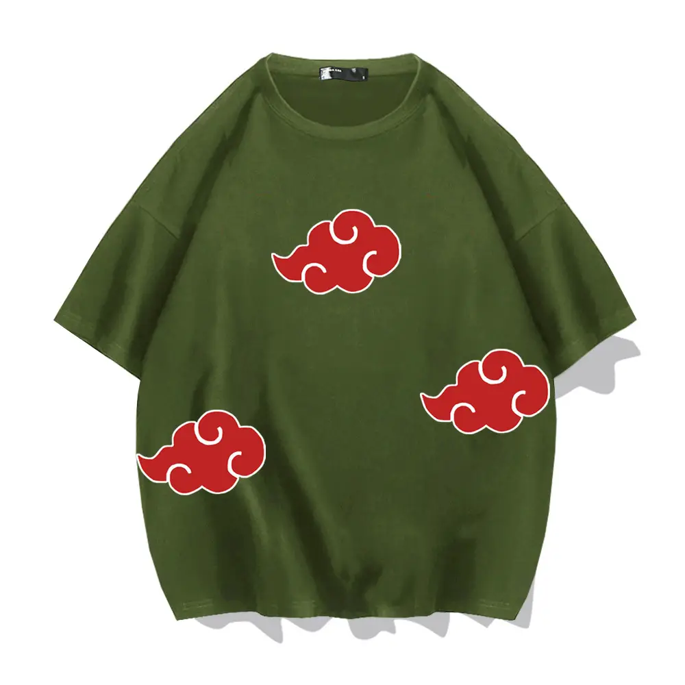 Men Women Summer Loose Cotton T-Shirt Yellow Red Clouds - Image 5