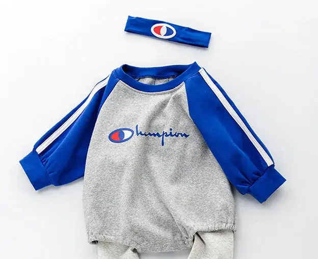 Baby Striped Leggings with Champion Logo for Boys Girls