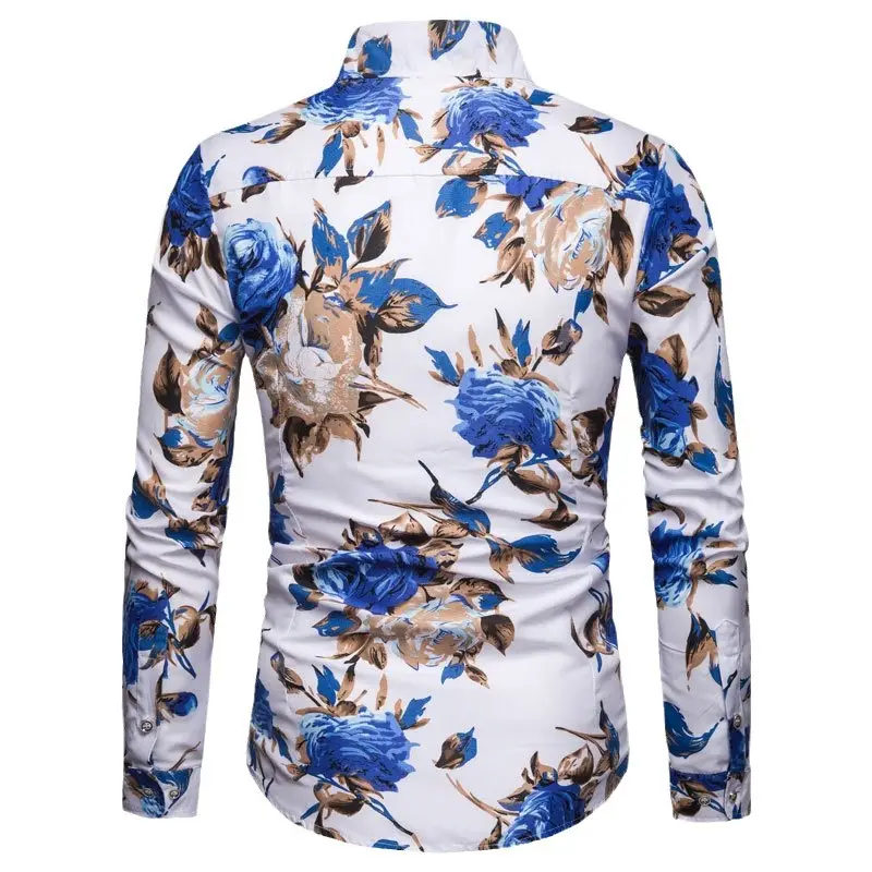 2025 Men's Long Sleeve Floral Shirt Plus Size Turn Down Collar - Image 8