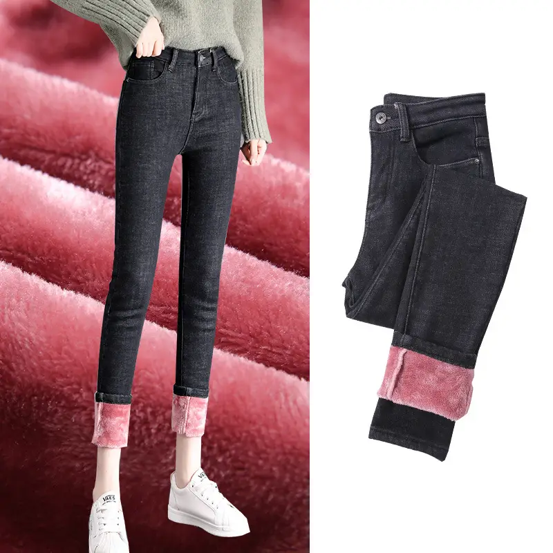 Women's Winter Fleece Lined Slim Fit Jeans Large - Image 7
