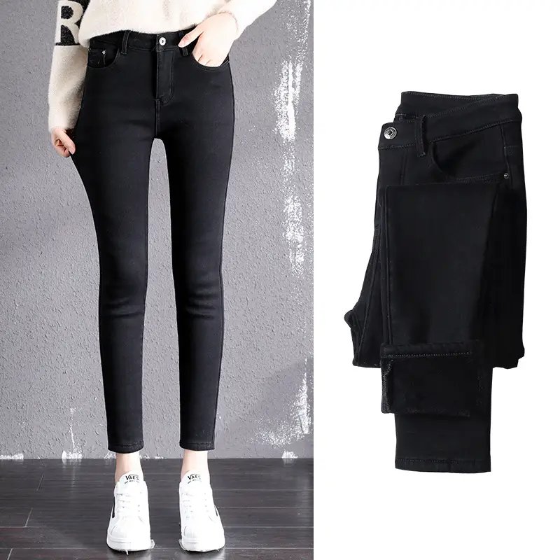 Women's Winter Fleece Lined Slim Fit Jeans Large - Image 8