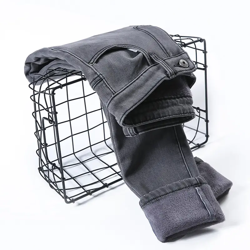 Women's Winter Fleece Lined Slim Fit Jeans Large - Image 9