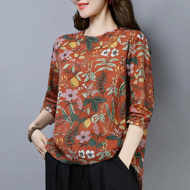 New Floral Long Sleeve T-Shirt Women Large Spring Fall - Image 22