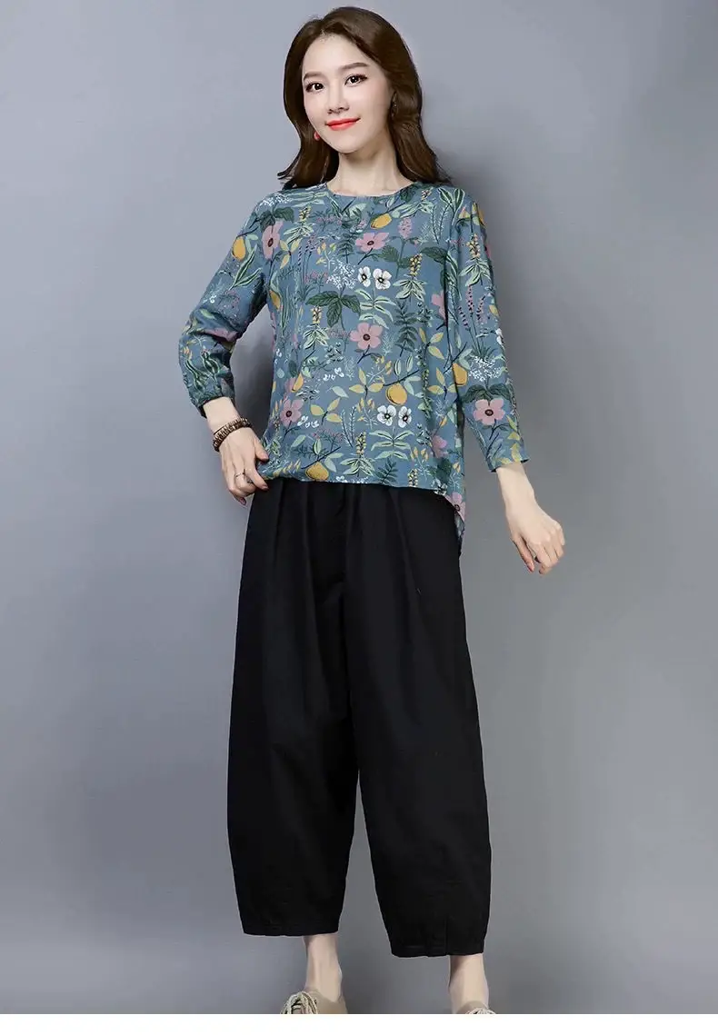 New Floral Long Sleeve T-Shirt Women Large Spring Fall — feature 10