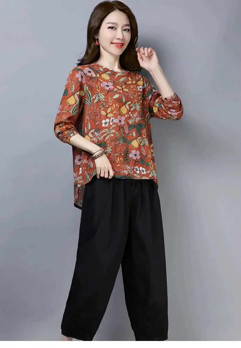 New Floral Long Sleeve T-Shirt Women Large Spring Fall — feature 6