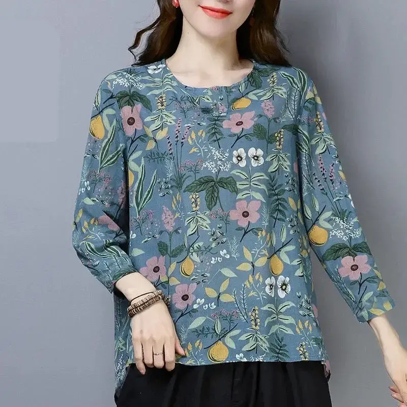 New Floral Long Sleeve T-Shirt Women Large Spring Fall - Image 18