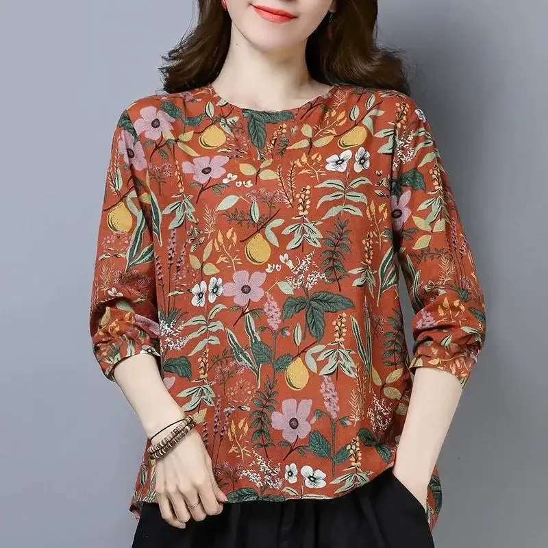 New Floral Long Sleeve T-Shirt Women Large Spring Fall - Image 6