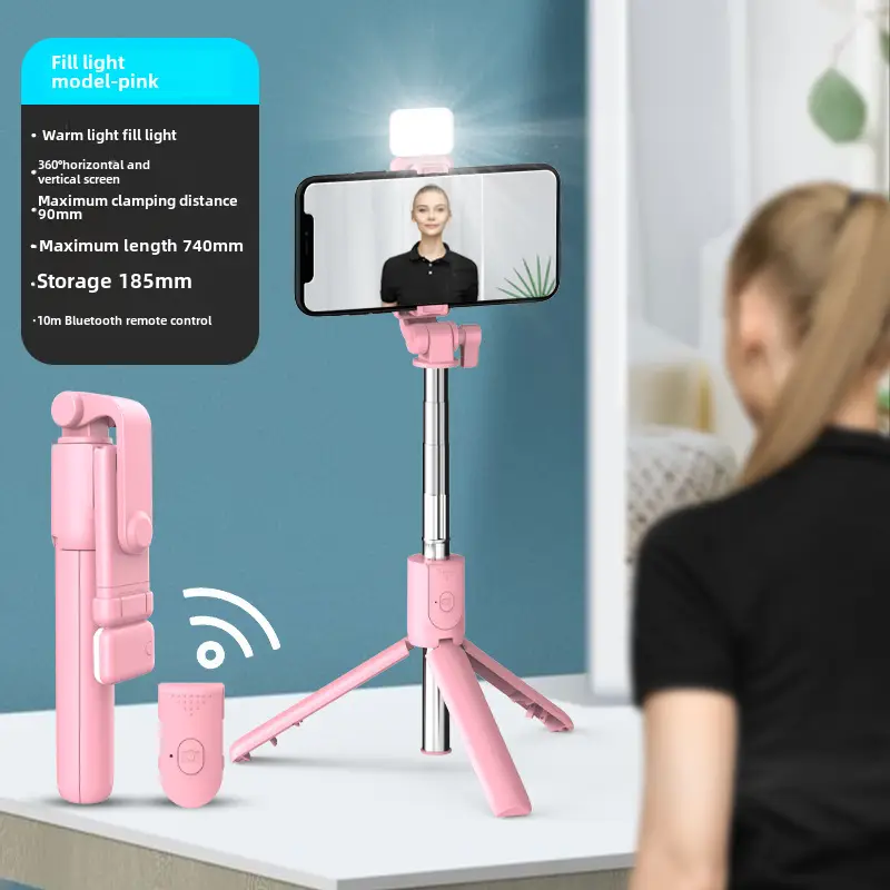 Tripod Selfie Stick with Fill Light Outdoor Mobile Holder - Image 2
