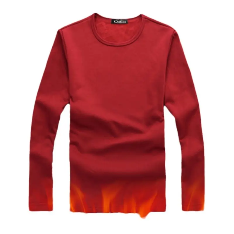 Men Fleece Long Sleeve T-Shirt Black Grey Blue - Image 13