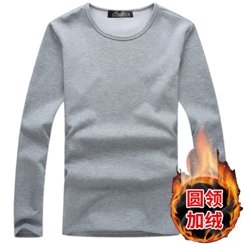 Men Fleece Long Sleeve T-Shirt Black Grey Blue - Image 6