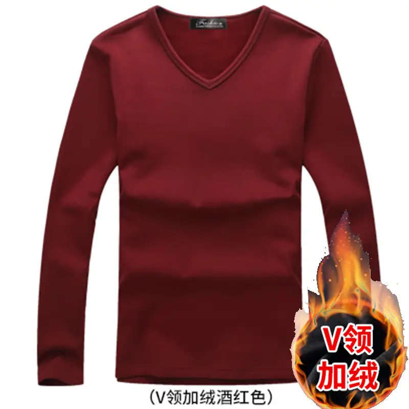 Men Fleece Long Sleeve T-Shirt Black Grey Blue - Image 9