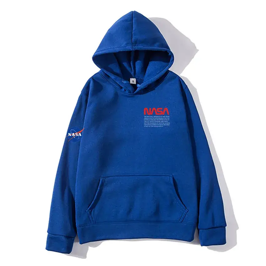 Men Fleece Hoodie NASA Print Beige