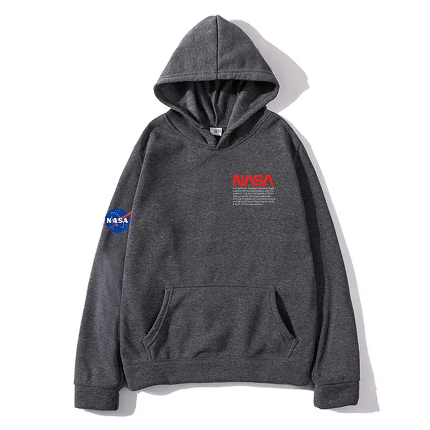 Men Fleece Hoodie NASA Print Beige
