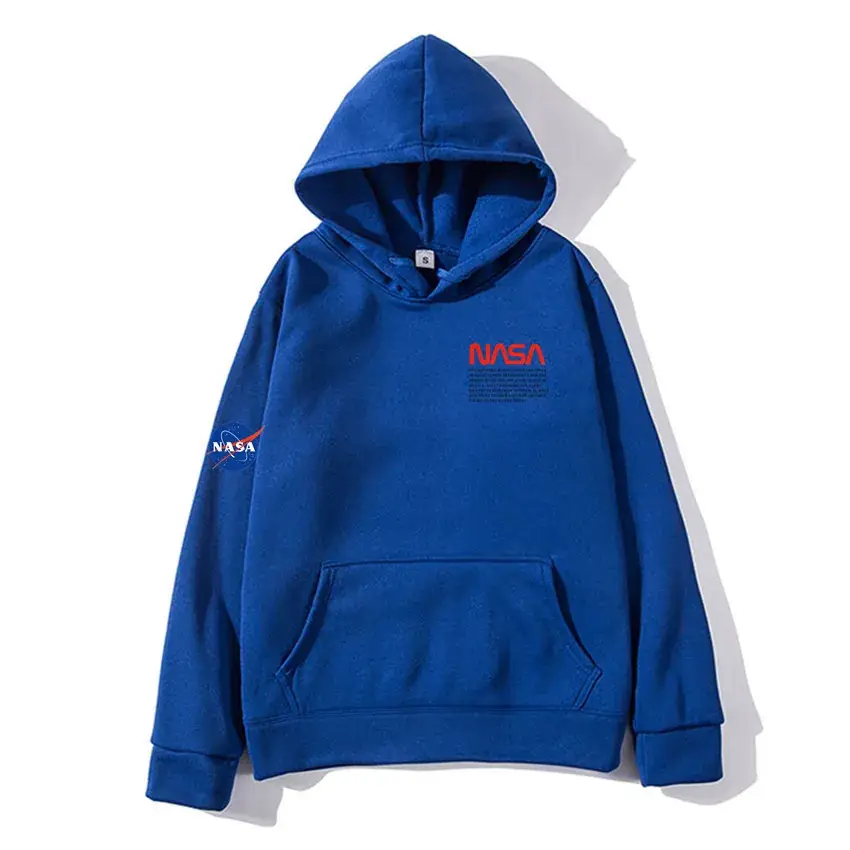Men Fleece Hoodie NASA Print Beige