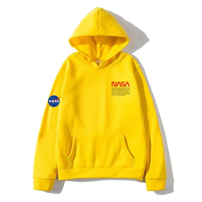 Men Fleece Hoodie NASA Print Beige