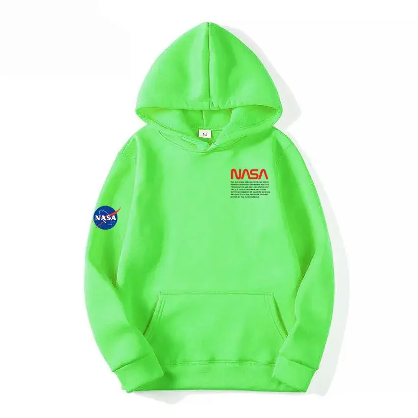 Men Fleece Hoodie NASA Print Beige