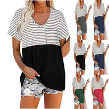 Women's Black T-Shirt Round Neck Hole Loose Casual Summer — feature 41
