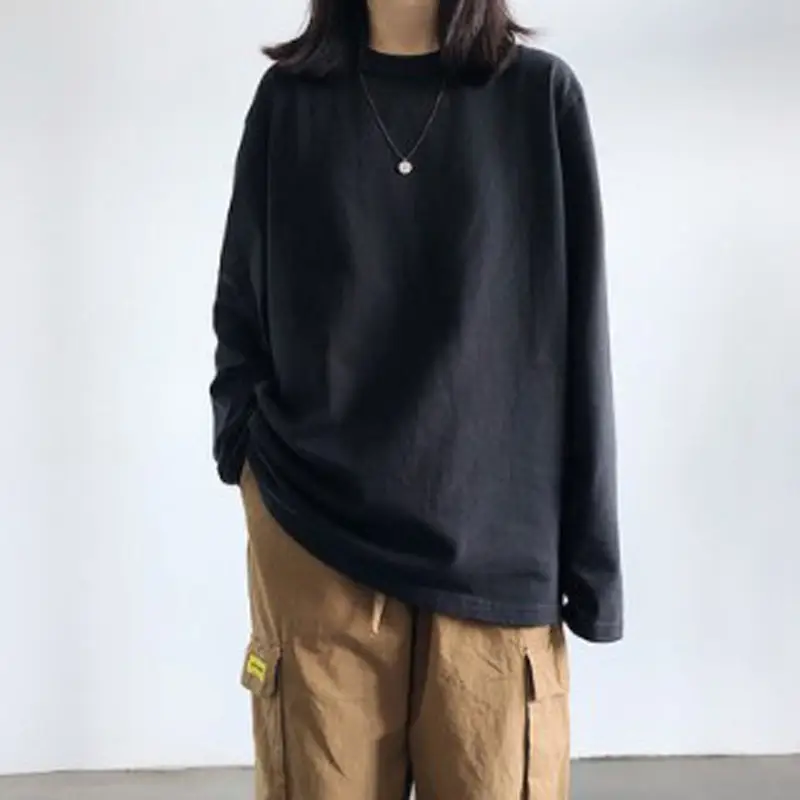 Women Long Sleeve Black T-Shirt 2020 Autumn Casual Wear - Image 6