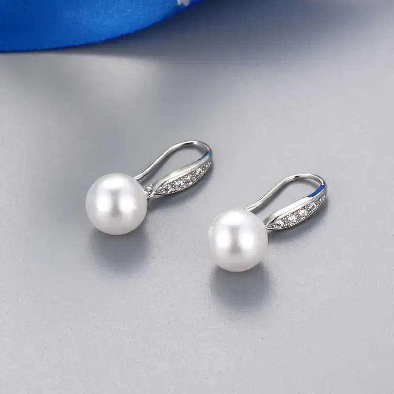 Pearl & Diamond Gold Ear Hooks for Women