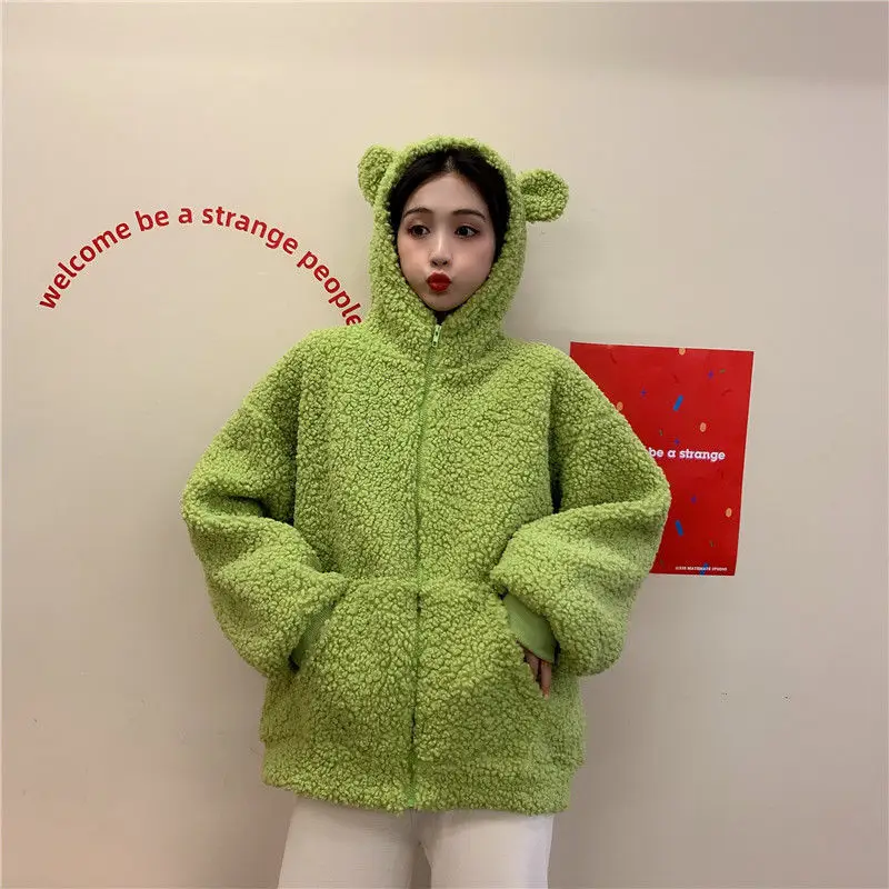 Korean Hooded Jacket 300g Wool Winter Coat Solid Cream — feature 13