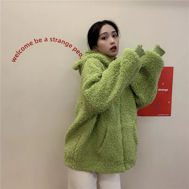 Korean Hooded Jacket 300g Wool Winter Coat Solid Cream — feature 16